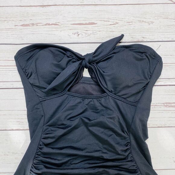 Carmen Marc Valvo Womens Bandeau One Piece Swimsuit Solids Black 4 New - Picture 3 of 5